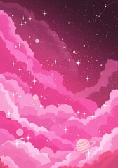 Obraz premium Celestial Cotton Candy Dreams AI Generated