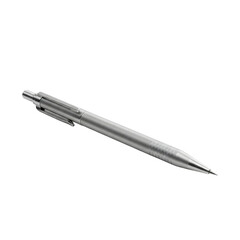 Silver metal pen with clip isolated on a black background for writing and office use