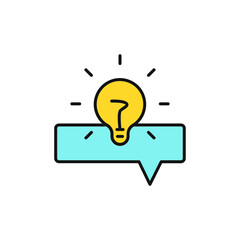 Idea Spark Icon, Light Bulb with Chat Bubble Inside.