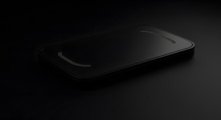 A close up view of a sleek black smartphone against a dark and shadowy background
