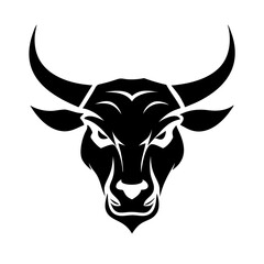 Bull face icon silhouette. Solid black vector design perfect for logos, signs, and emblems.
