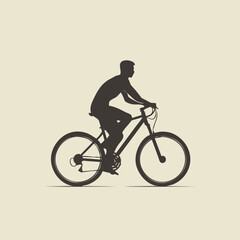 Obraz premium Silhouette of a cyclist riding a bicycle depicted in a minimalist vector illustration