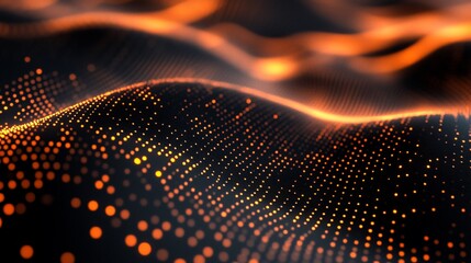 Waves of amber dots illuminate darkness