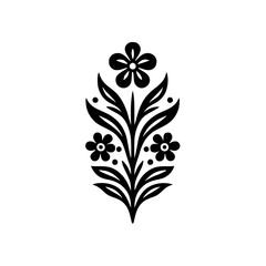 Floral Black and White Graphic Design Element