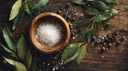 Organic Sea Salt and Seaweed Bowl on Wooden Table