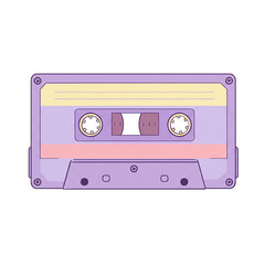 Naklejka premium Purple vintage audio cassette tape on transparent background