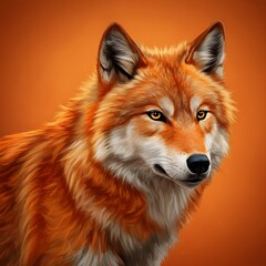 Naklejka premium Amber Blaze: A Wolf's Portrait