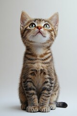 Obraz premium Adorable Kitten Looking Up: Curiosity & Whiskers, Cat Portrait