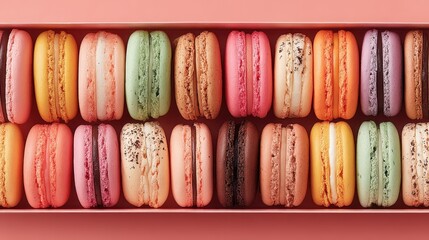 Exquisite arrangement of colorful macarons in a stylish gift box featuring a pastel theme for high-end presentation