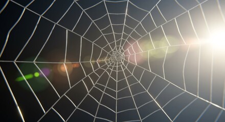 Obraz premium Detailed Close-up of a Spiderweb in Sunlight