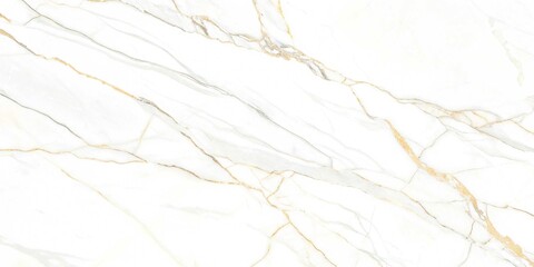 Elegant white marble surface presents golden and gray veins with a luxurious texture
