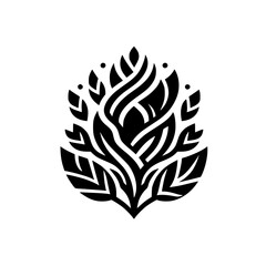 Black & White Floral Logo - Minimalist Leafy Design