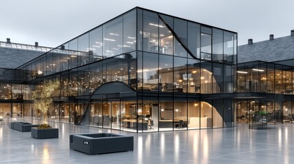 Modern glass office building