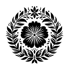 Black & White Floral Mandala: Elegant Vector Illustration
