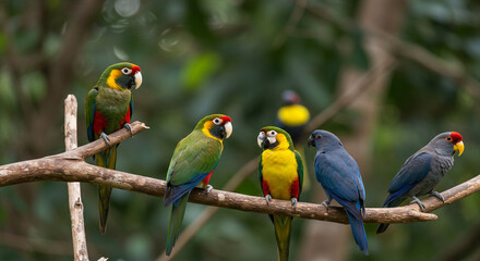 Obraz premium parrots on a tree branch
