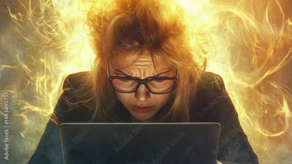 Poster A person studying or working on their computer, possibly in an office setting