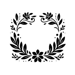 Elegant Floral Frame: Black & White Botanical Design