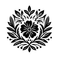 Elegant Black Floral Mandala Design on White