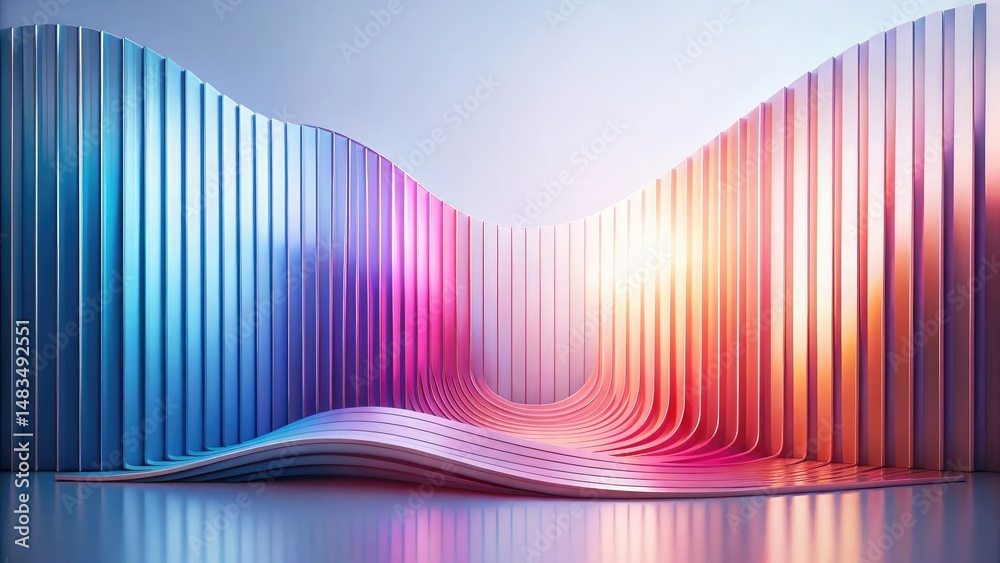 Poster abstract 3d render of colorful architectural structure with gradual shifting light