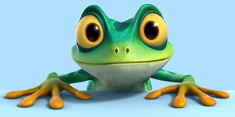 Obraz premium 3D cartoon playful frog 