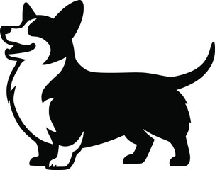 Corgi Dog Silhouette Art, Happy Pembroke Welsh Corgi Design