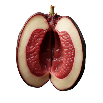 A close up of a half eaten fruit