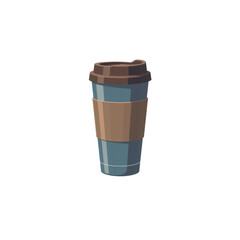 Teal and Brown Takeaway Coffee Cup on Light Gray Geometric Background