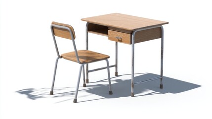 Simple school desk and chair set