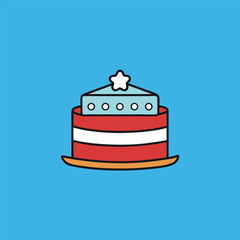 4th of July Cake Icon – Flat Vector Art Illustration Design for Independence Day