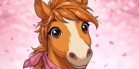 kawaii playful horse or pony