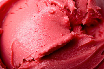 strawberry ice cream, Close up details of Red strawberries ice cream, strawberry flavour ice cream  