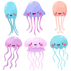 Cute jellyfish collection, children's prints of sea creatures