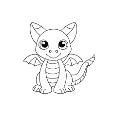 A Cutest Smallest Dragon with Wings Coloring Book Image	