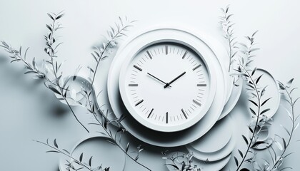 Time management concept showcasing a clock amidst geometric circles.