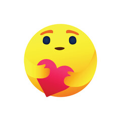 Facebook Care Emoji With Holding  a Heart On White Background.