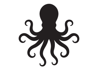 octopus logo silhouette vector design, octopus logo icon silhouette, sea animal vector silhouette, vector silhouette of octopus, octopus vector silhouette logo icon octopus on a white background