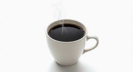 Obraz premium A cup of steaming coffee against a white background