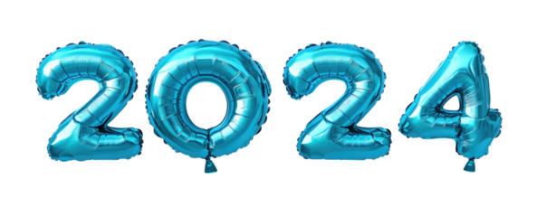 Festive Arrangement Showcases The Year 2024 isolated on a transparent background