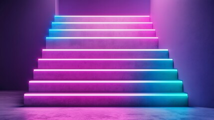Neon steps in a room