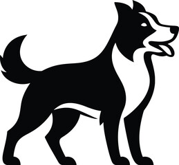 Standing Dog Silhouette Design, Joyful Dog Breed Vector