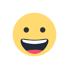 Happy smiling face emoji icon for web and mobile isolated. Social media emoticon, smiley.
