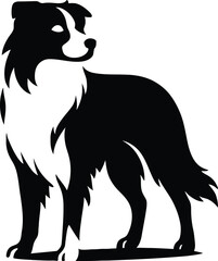 Border Collie Silhouette Design, Elegant Dog Vector Illustration
