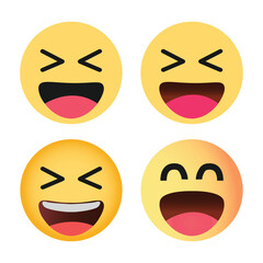 Collection of haha Emoji Reactions for Social Network. Isolated on a white background.