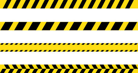 warning tapes with yellow and black stripes. crime scene or danger zone. Police crossed ribbon. Seamless caution. Barricade construction tape
