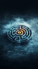 Mystical circular maze, glowing center