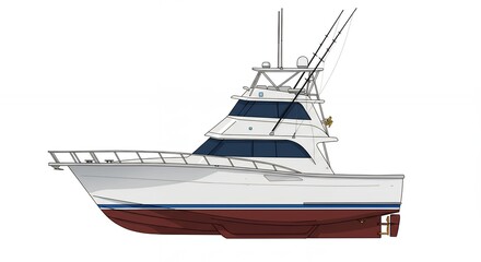 Naklejka premium Fishing boat profile illustration