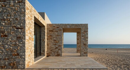 Modern Stone Beach House Minimalist Architecture Coastal Design