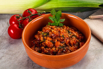 Chili con carne with beef and beans