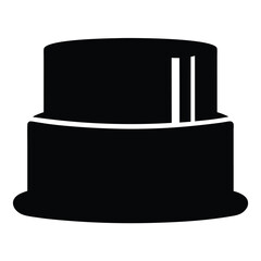 A Simple Black and White Image of a Two Layered Cake with a Small Base