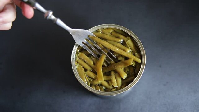 Green beans canned vegetables green string beans fresh delicious gourmet food background on the table rustic food top view copy space keto and paleo diet vegan and vegetarian food